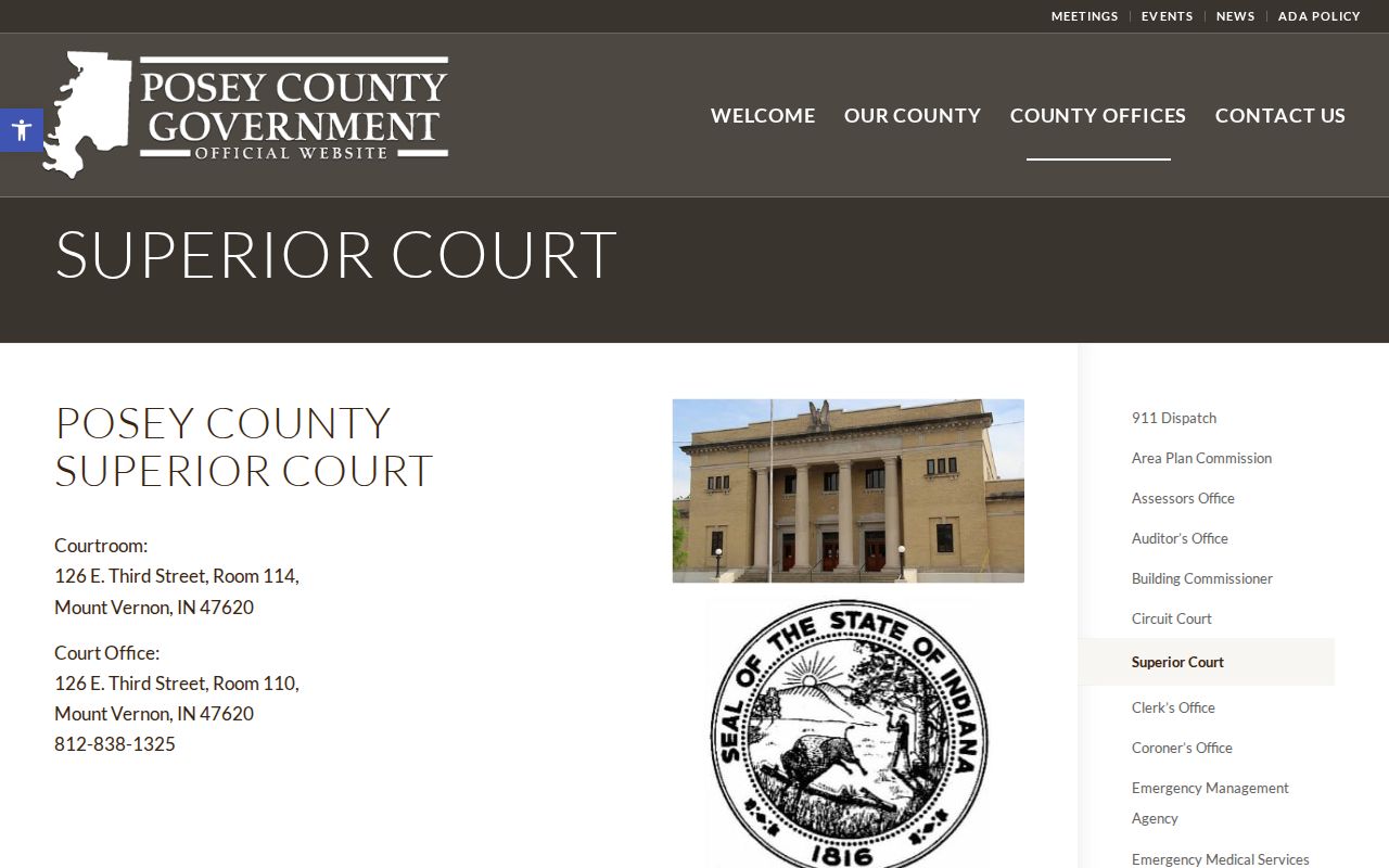 Posey Superior Court office information relevant to active warrant records