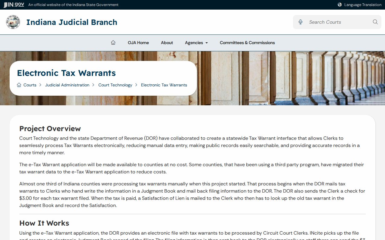Indiana tax warrant system distinguished from Posey County arrest warrants