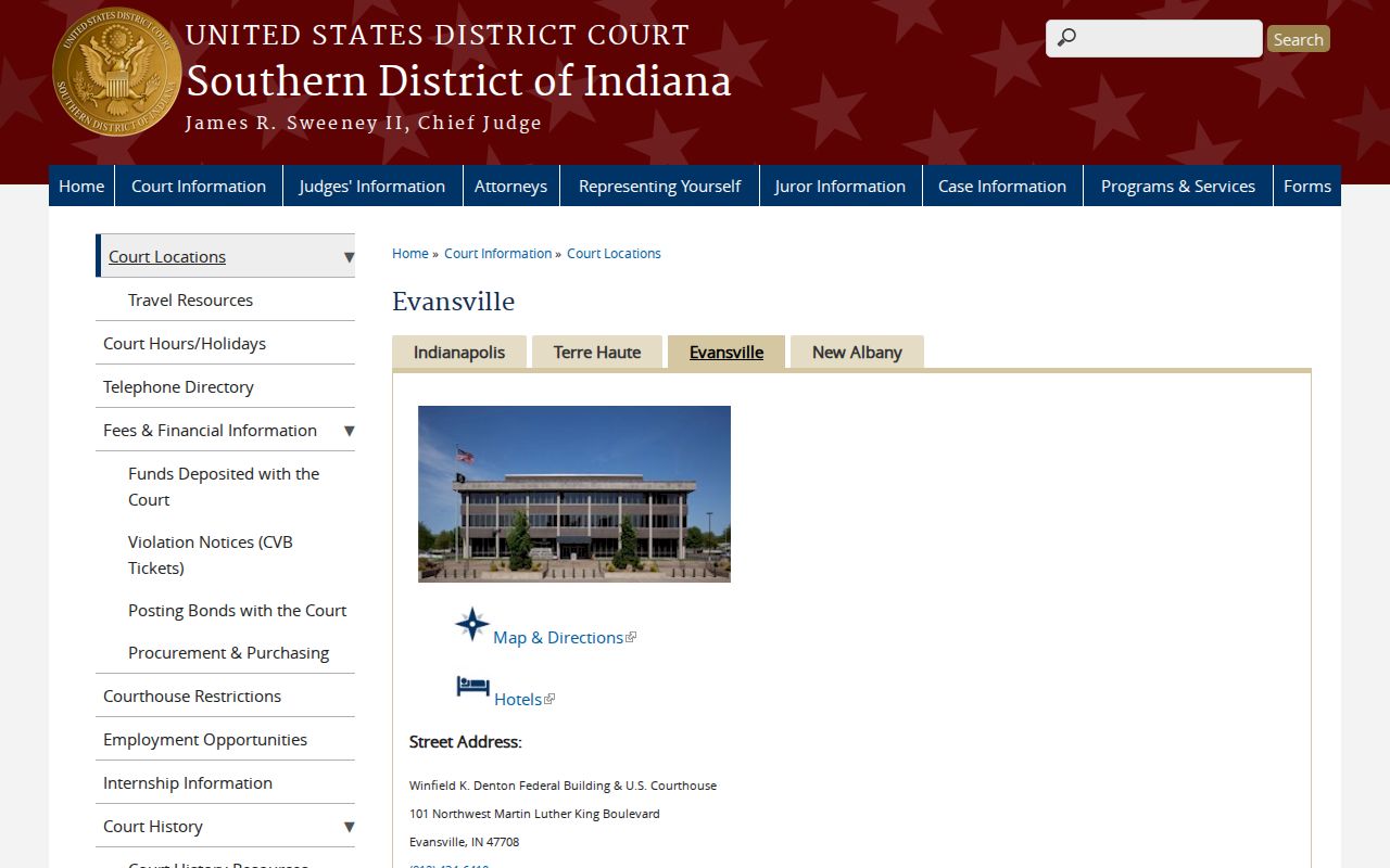 Posey County arrest warrant regional federal courthouse page