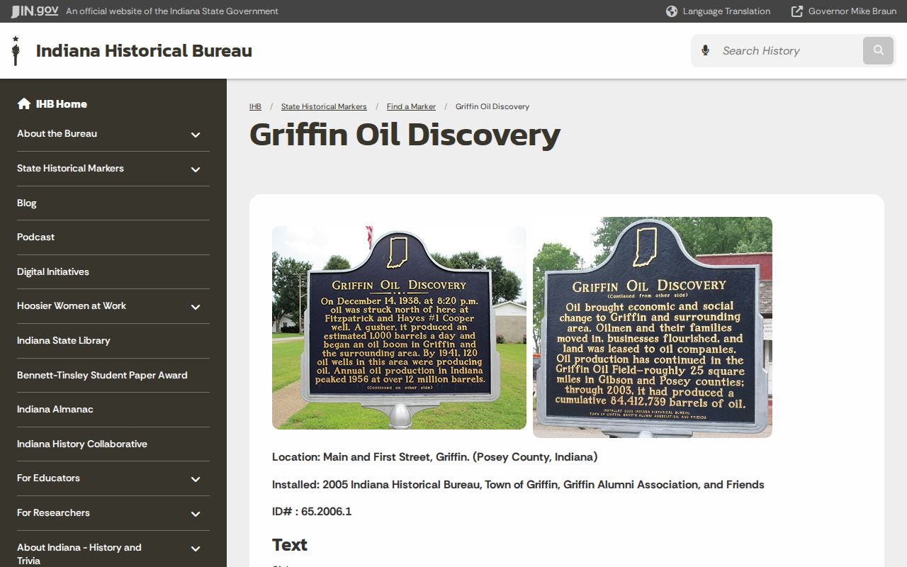 Posey County city court warrant Griffin official historical source